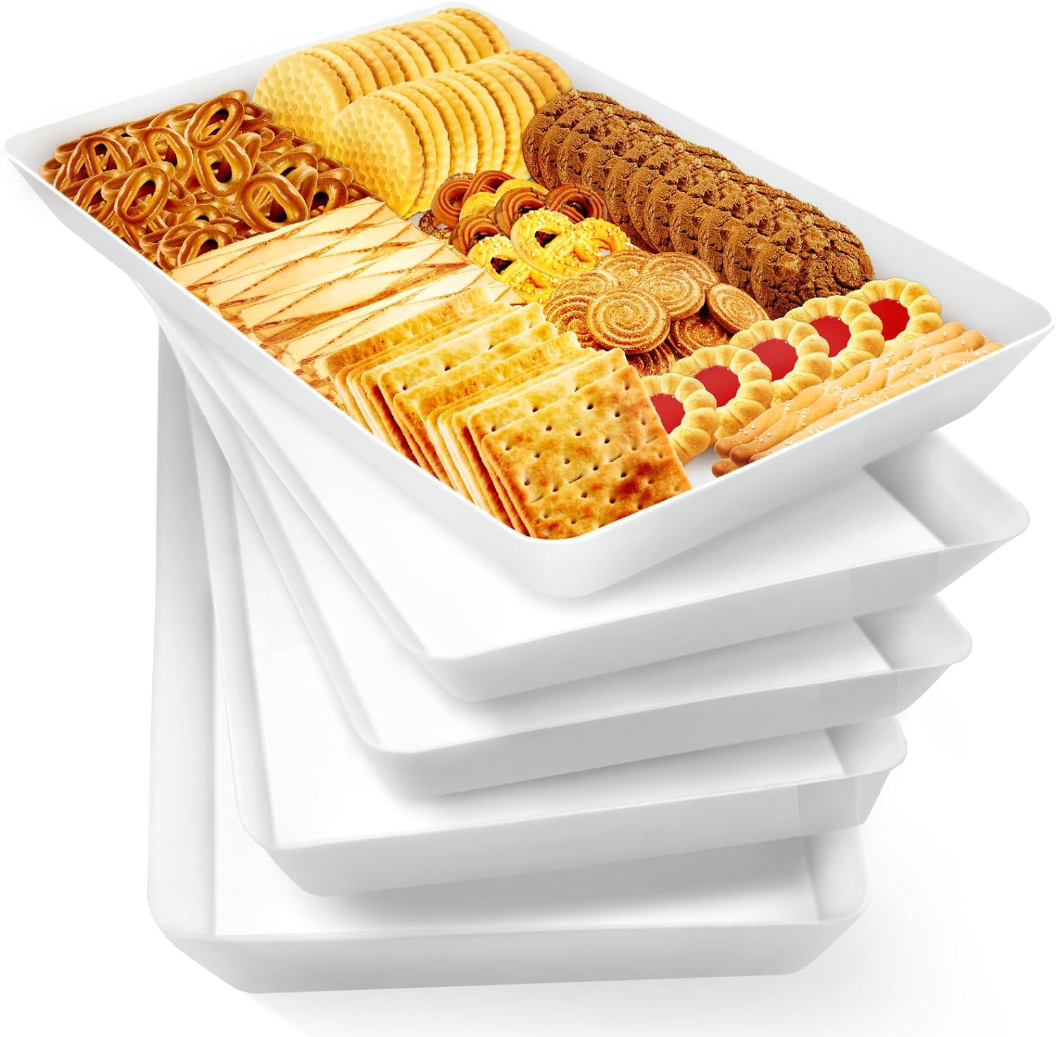 Serving Trays, Serving Platters, Plastic Trays - 4 Pcs Serving Trays, Serving Platters, Plastic Trays - 4 Pcs
